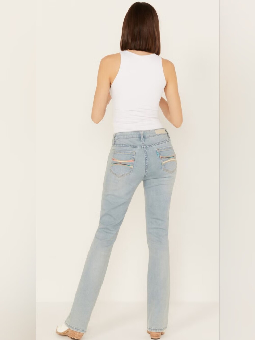 NWT ROCK & ROLL DENIM X HOOEY Light wash Serape Mid rise Bootcut Jeans 31 x 32